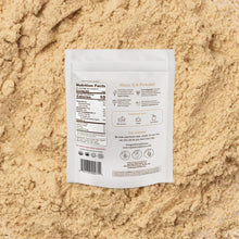 Maca X-6 Powder package on a sandy background