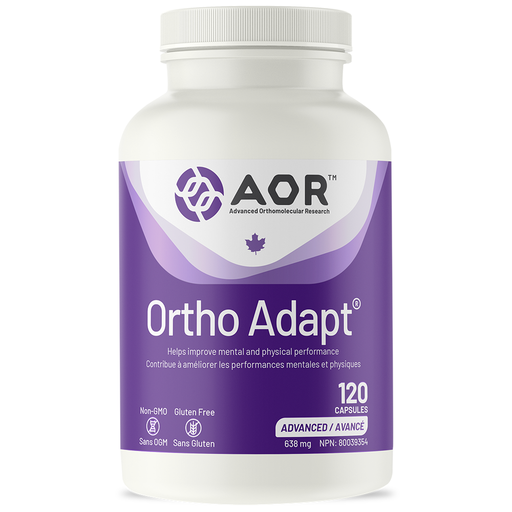 Supplement bottle labeled 'Ortho Adapt' by AOR on a white background