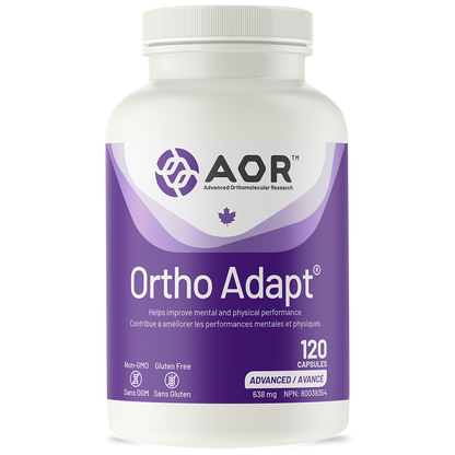 Supplement bottle labeled 'Ortho Adapt' by AOR on a white background