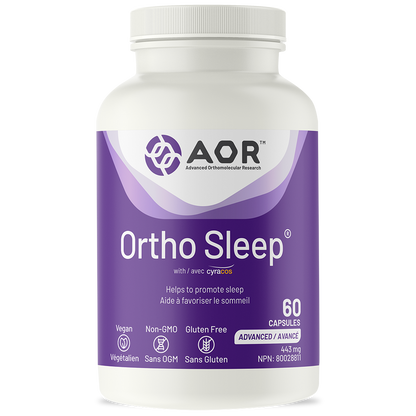 Bottle of AOR Ortho Sleep supplement on a white background