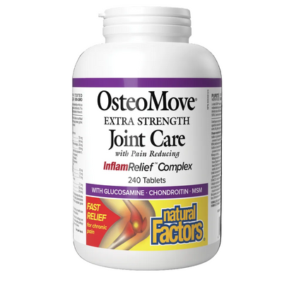 Bottle of OsteoMove Extra Strength Joint Care supplement on a white background