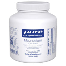White supplement container labeled 'pure encapsulations Magnesium (glycinate)' on a white background