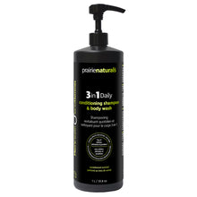 Prairie Naturals 3-in-1 conditioning shampoo & body wash bottle on a white background