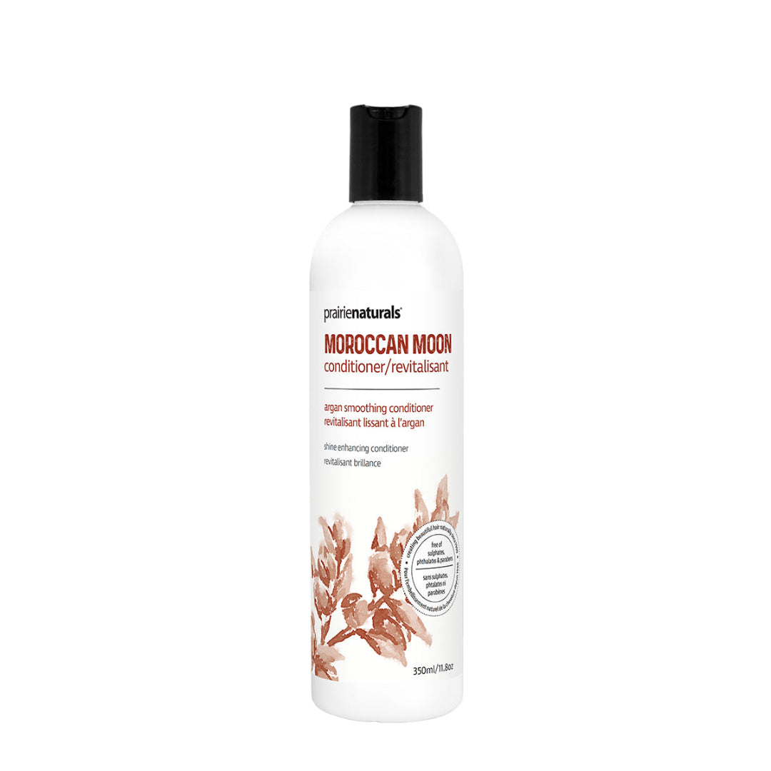 Prairie Naturals Moroccan Moon conditioner bottle on a white background