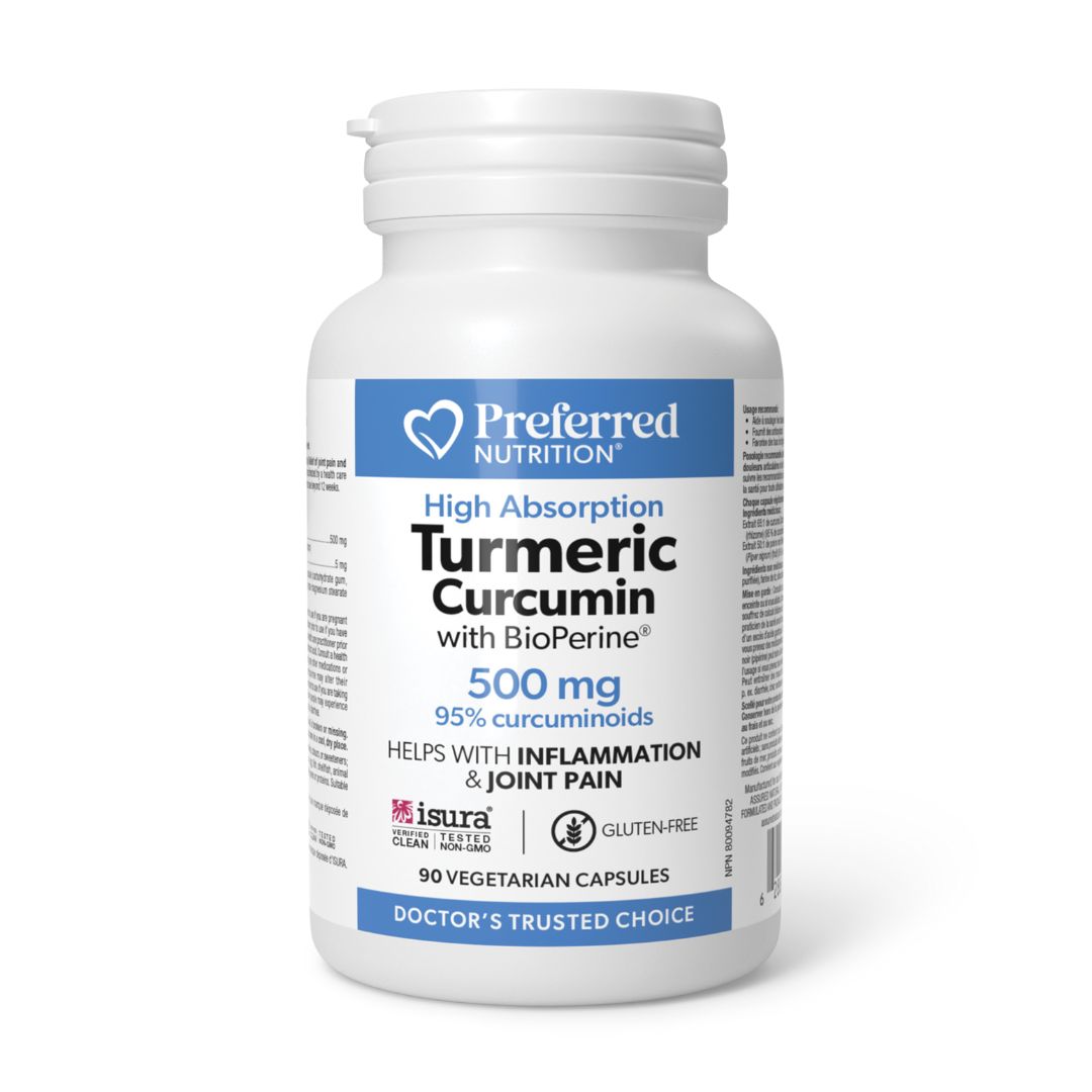 Preferred Nutrition Turmeric Curcumin with Bioperine 500mg (90 VCaps) - Lifestyle Markets
