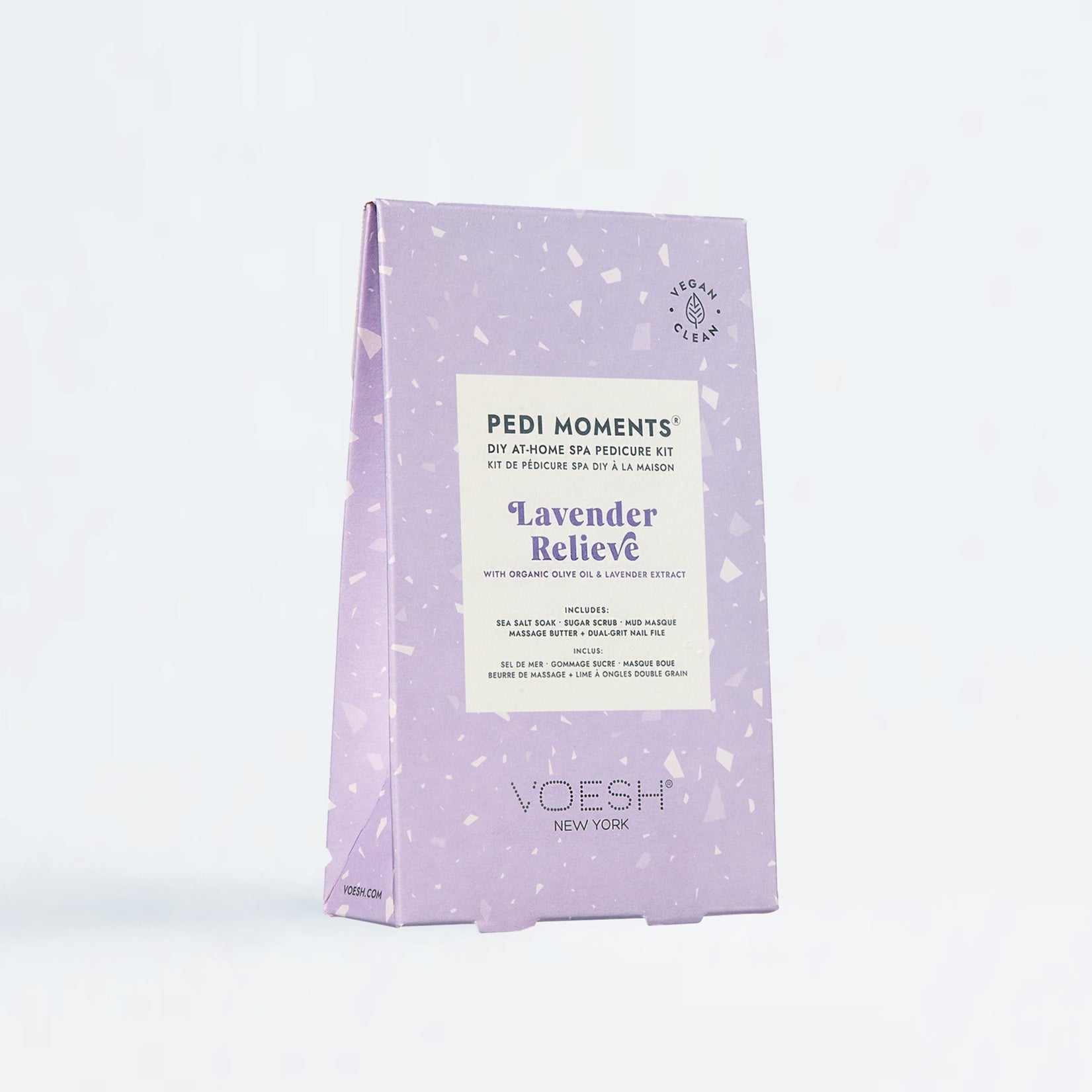 VOESH lavender pedicure kit packaging on a white background