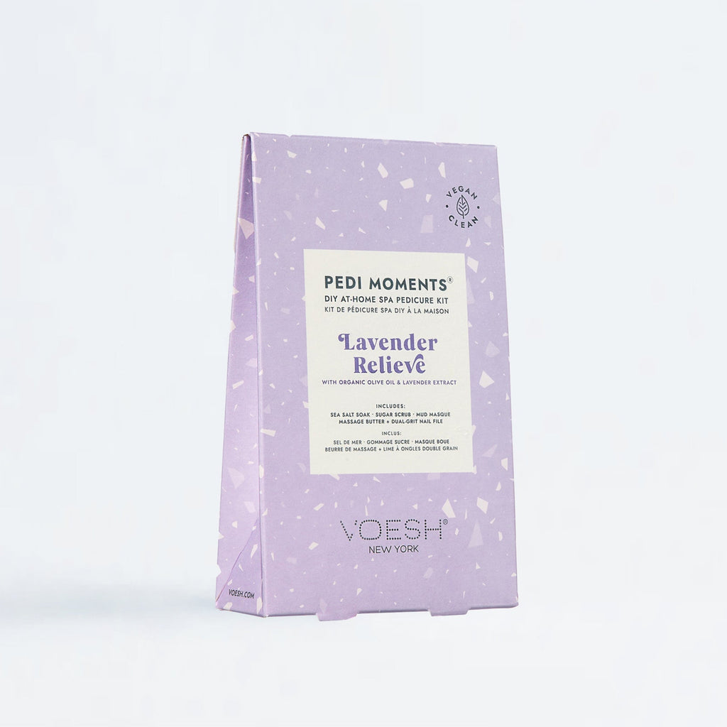 VOESH lavender pedicure kit packaging on a white background