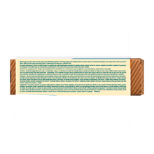 Wooden toothpaste tube with text on a white background