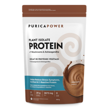 Purica Power plant isolate protein package on a blue background