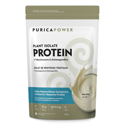 Purica Power plant isolate protein package on a dark background