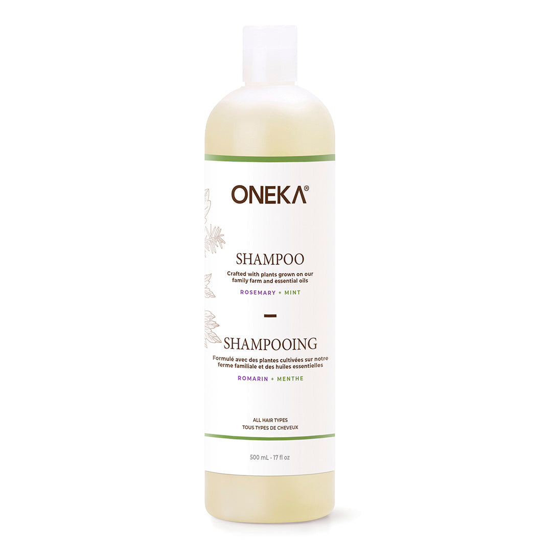 Oneka shampoo bottle on a white background