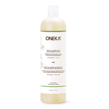 Oneka shampoo bottle on a white background