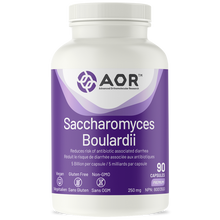 Bottle of AOR Saccharomyces Bourladii supplement on a white background