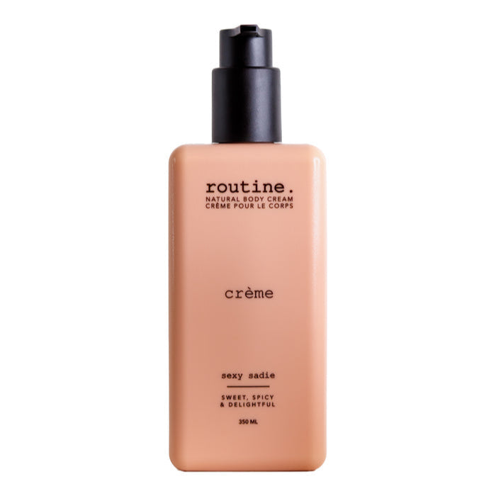 Bottle of 'routine.' crème on a white background