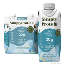 Simply Protein plant protein shake packaging on a white background