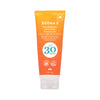 Tube of Derma E Sun Defense Clear Zinc Sunscreen SPF 30 on a white background