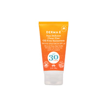 Tube of Derma E Sun Defense Clear Zinc Oil-Free Sunscreen on a white background
