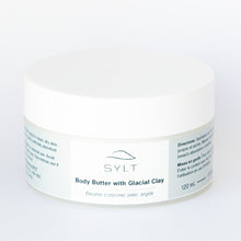 Jar of Sylt body butter with glacial clay on a white background
