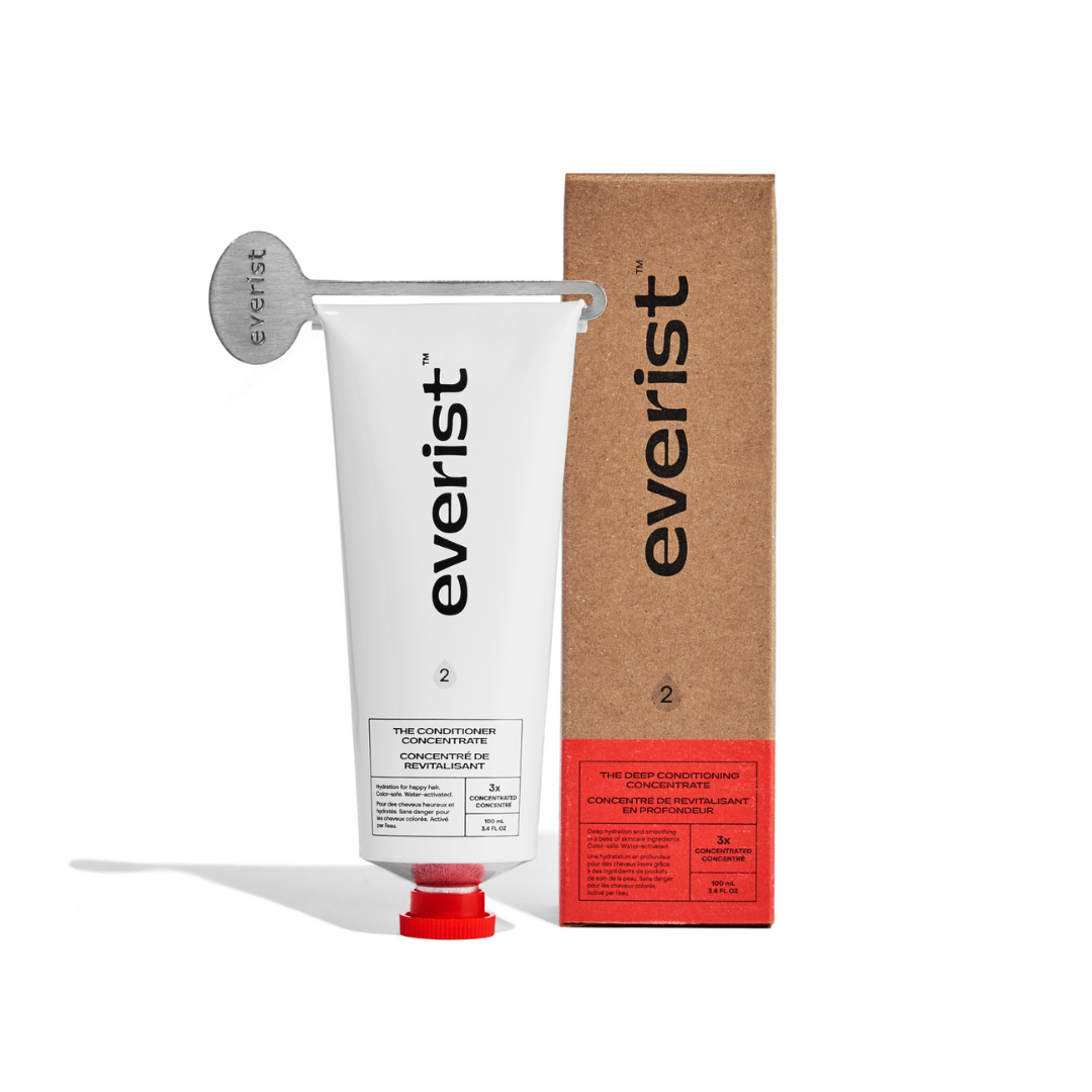 Everist hair care product with packaging on a white background