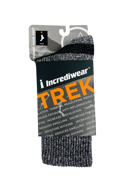 Incrediiwear trekking socks with packaging on a white background