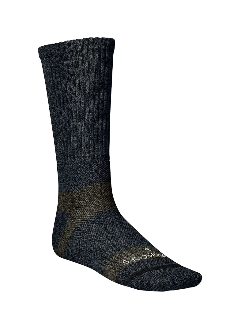 Dark gray sock with a gradient effect on a light gray background