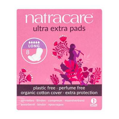 Natracare ultra extra pads packaging on a white background