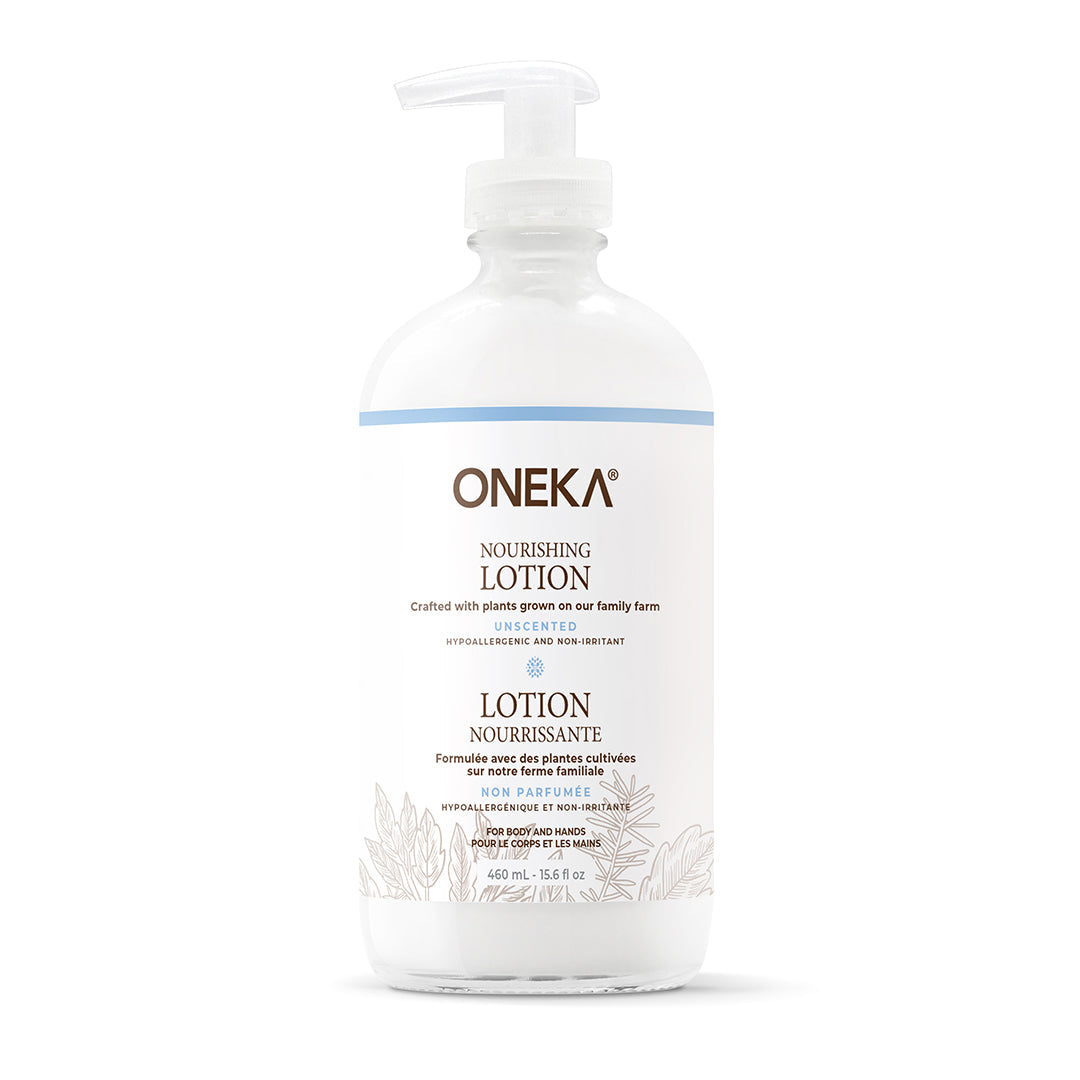 Oneka Nourishing Lotion bottle on a white background