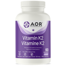Vitamin K2 supplement bottle with purple label on a white background