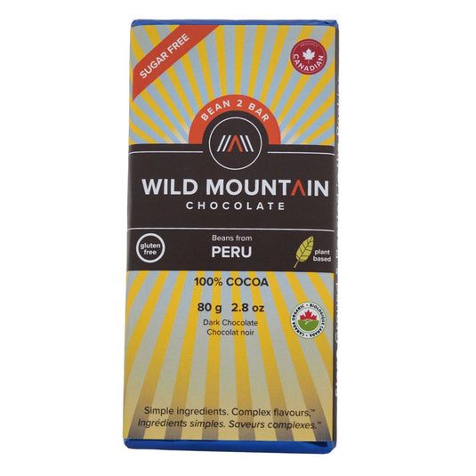 Wild Mountain Chocolate - 100% Cocoa Peru (85g) - Lifestyle Markets