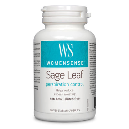 Bottle of WomenSense Sage Leaf supplement on a white background