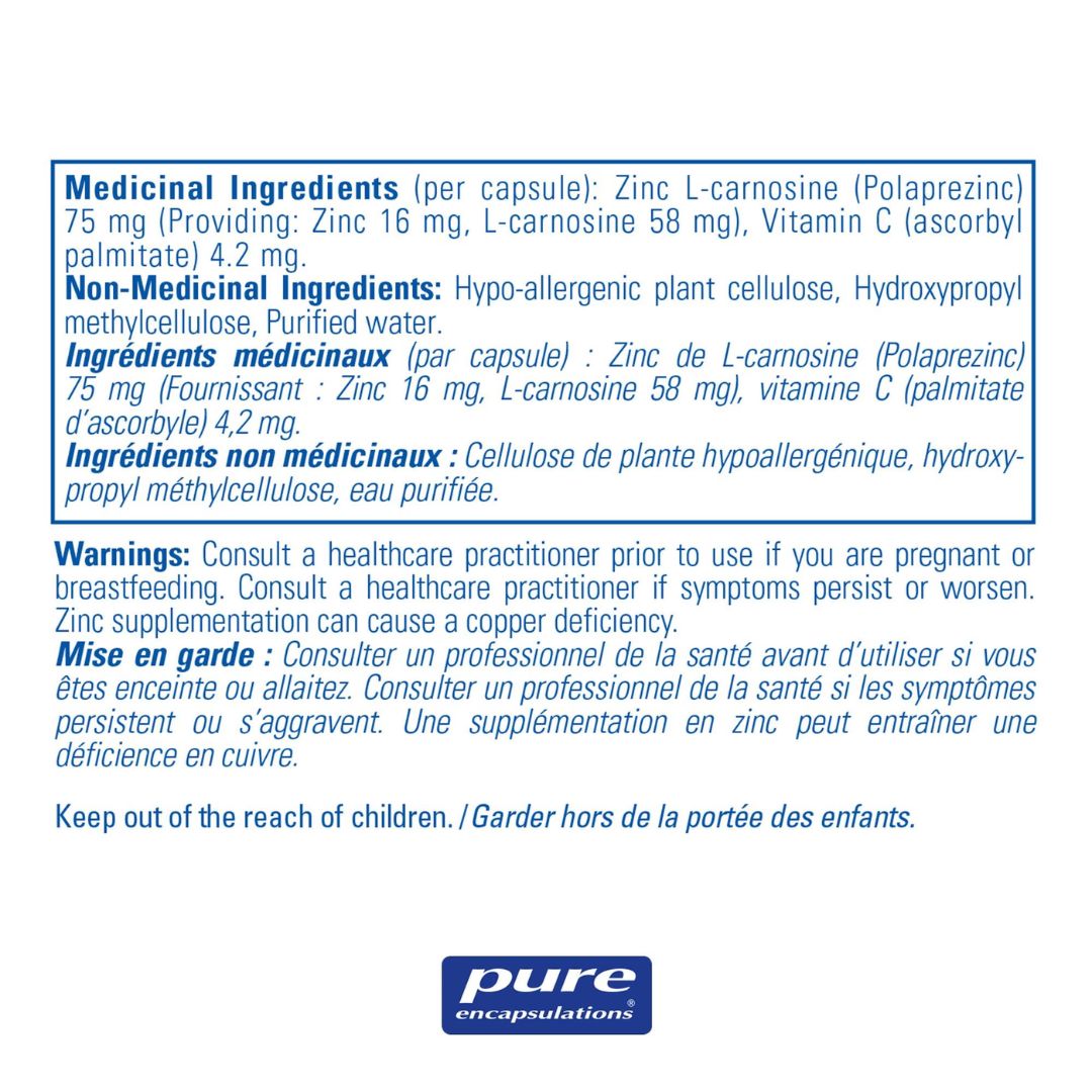 Pure Encapsulations Peptic-Care (Zinc-L-Carnosine) (60 VCaps)