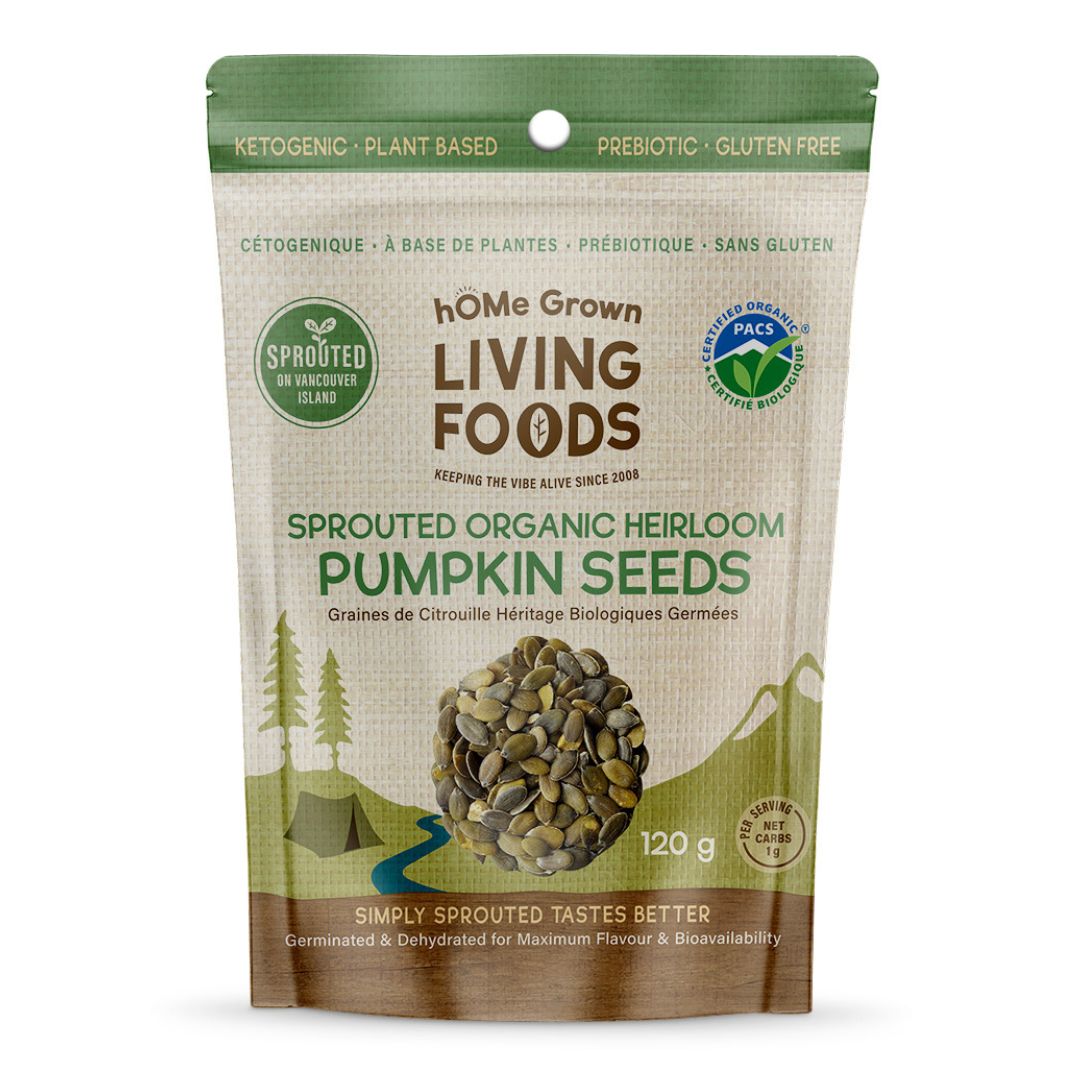 hOMe Grown Living Foods Sprouted Heirloom Pumpkin Seeds (120g)