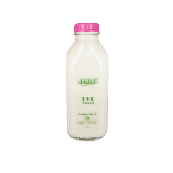Glass bottle with a pink cap on a white background