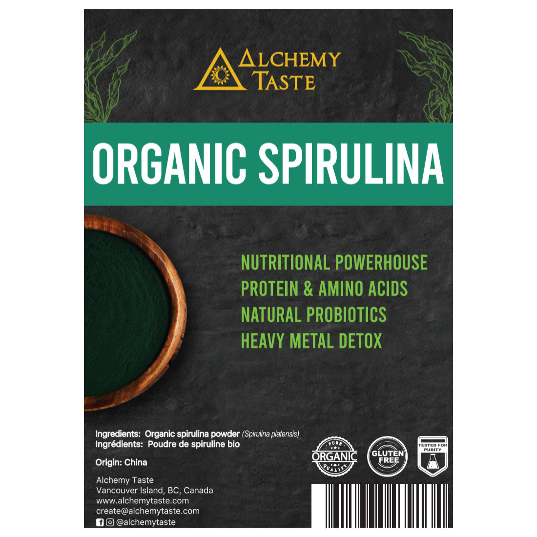 Alchemy Taste Organic Spirulina Powder (1lb)