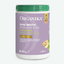 Organika Bone Broth container with purple label on a white background