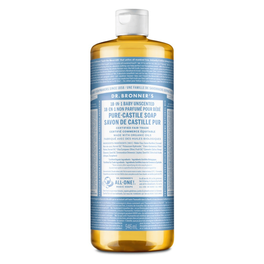 Dr. Bronner's Castile Liquid Soap - Baby Unscented (946ml) - Lifestyle Markets