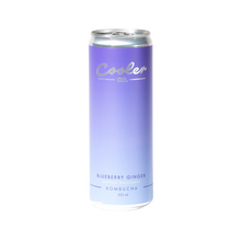 Can of Blueberry Ginger Fombuscha with 'Cooler Co.' branding on a white background