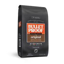 Black coffee bag with Bulletproof branding on a white background