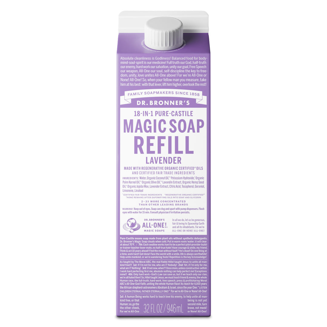 Dr. Bronner's Castile Liquid Soap - Lavender Refill (946ml)