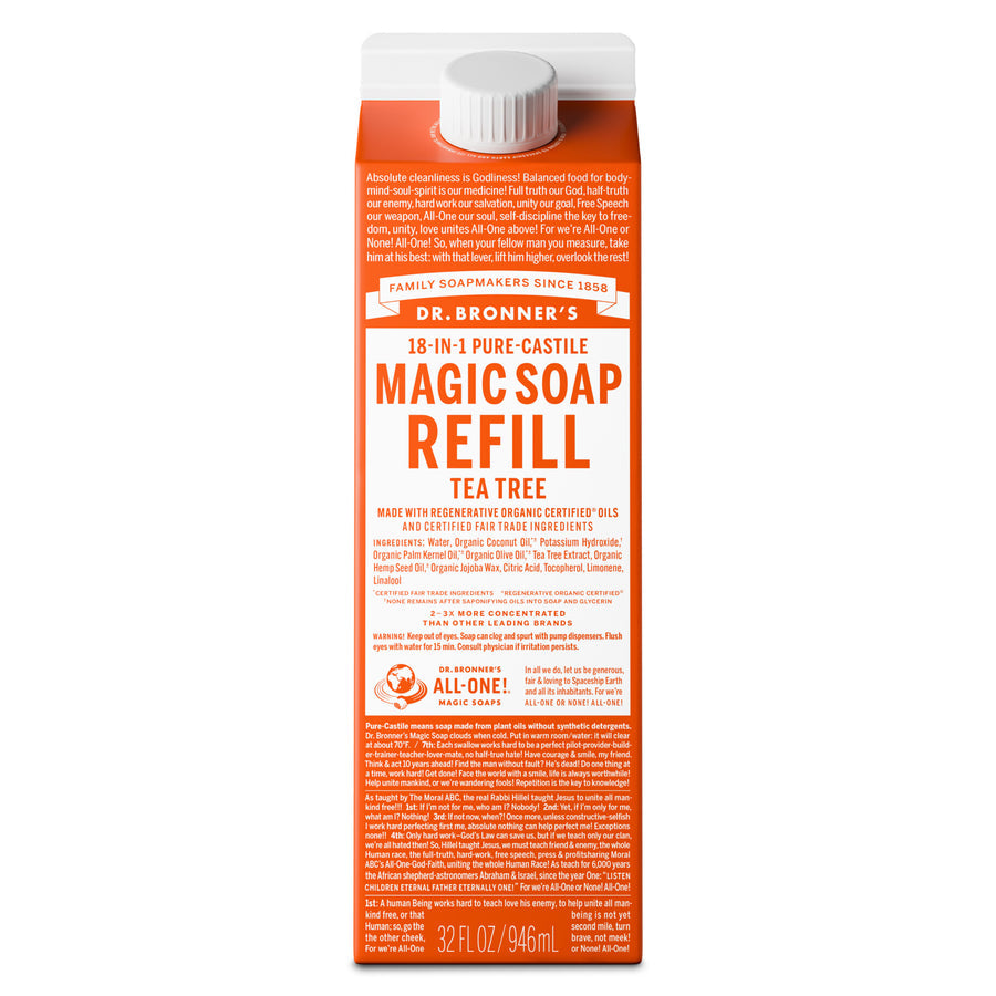 Dr. Bronner's Castile Liquid Soap - Tea Tree Refill (946ml)