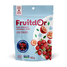 Fruitdor dried cranberries package on a white background