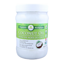 Jar of Organic Coconut Oil with a white lid on a white background