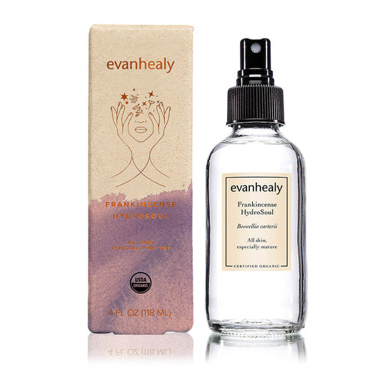 Evanhealy Frankincense Hydrosol bottle and packaging on a white background