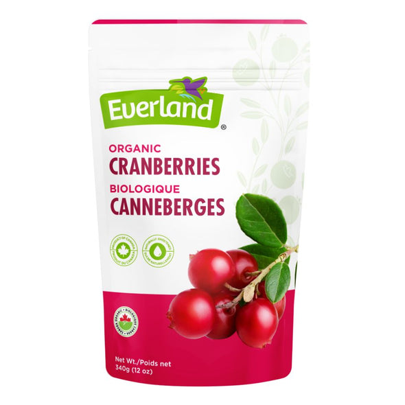 Everland organic cranberries packaging on a white background