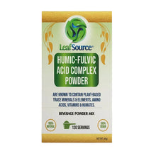 Box of LeafSource Humic-Fulvic Acid Complex Powder on a white background