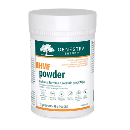 Genestra Brands HMF Powder container on a white background