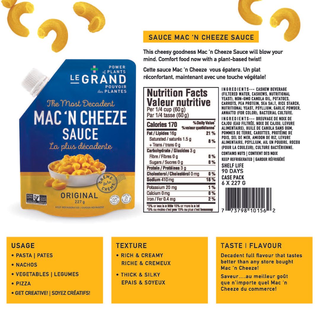 LeGrand Mac n Cheeze Sauce (227g) - Lifestyle Markets