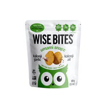 Wise Bites umami snapz kalonji garlic packaging on a white background