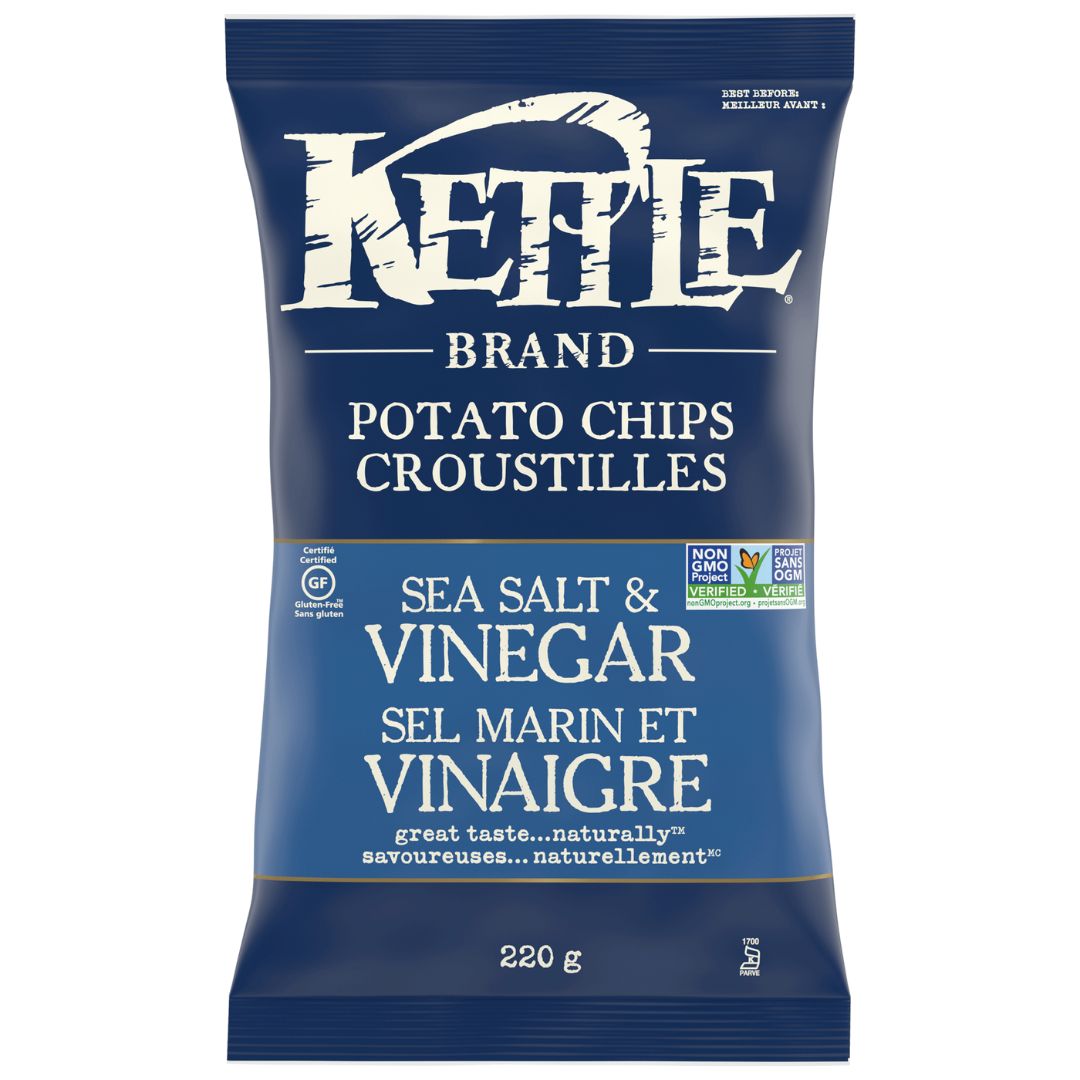 Kettle Sea Salt and Vinegar Potato Chips (198g)