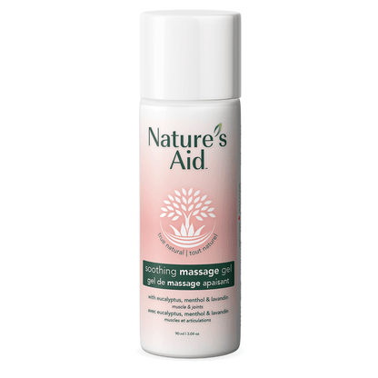 Nature's Aid soothing massage gel bottle on a white background